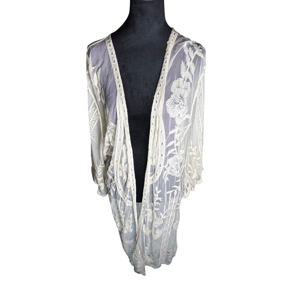 RENJO Sheer Lace Boho Festival Vest Open Front